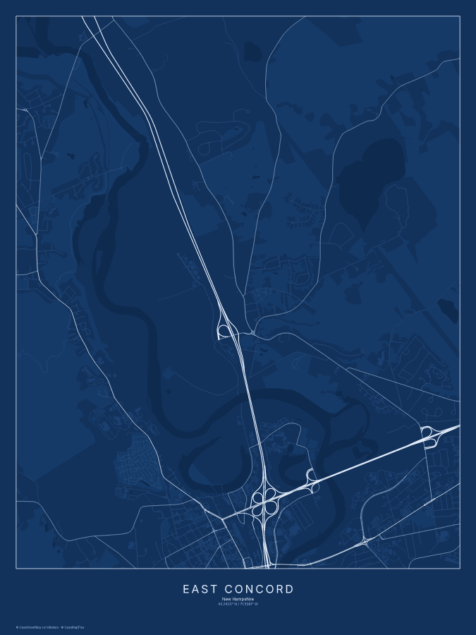 East Concord map poster, blueprint style