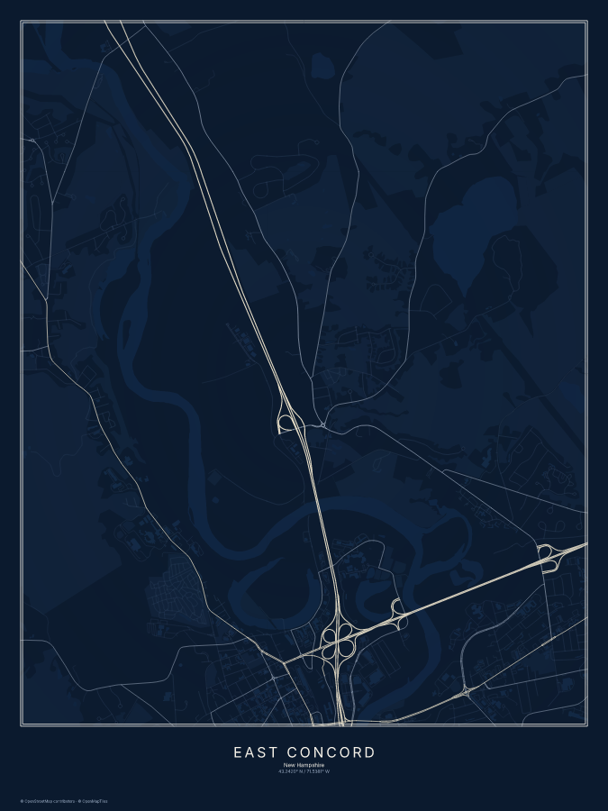 East Concord map poster, midnight style