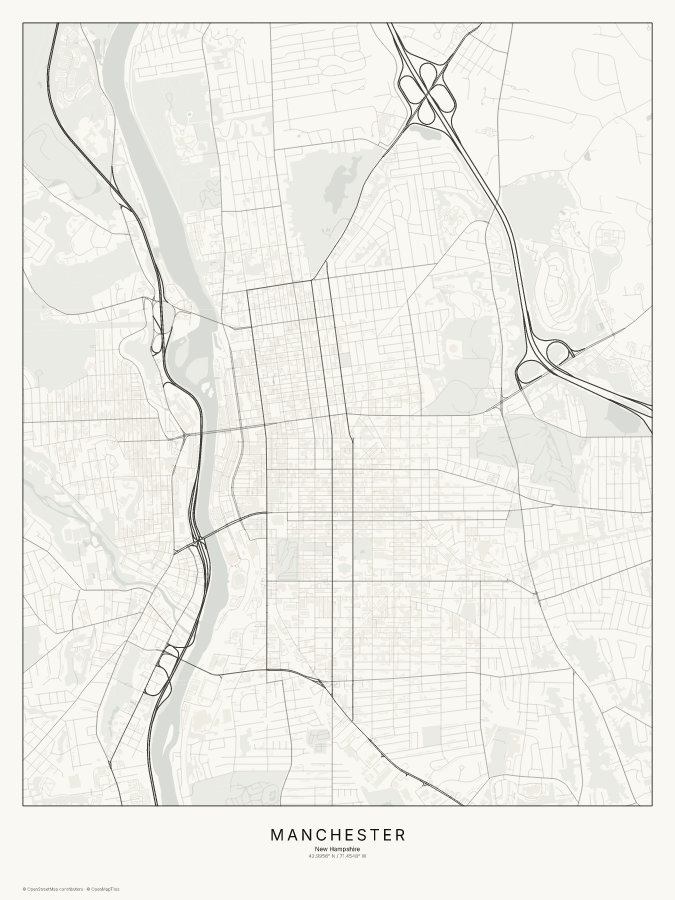 Manchester map poster, classic style