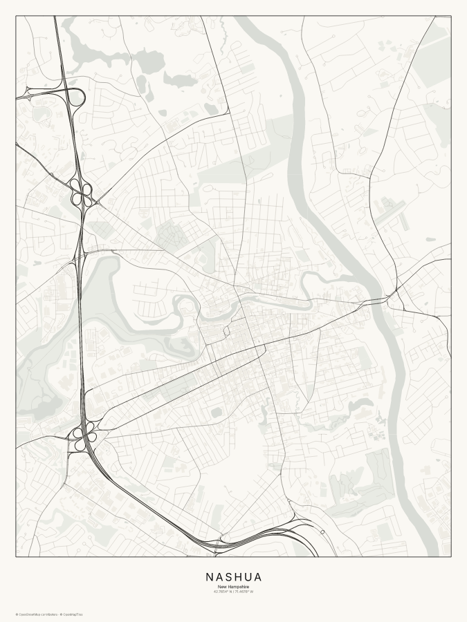 Nashua map poster, classic style