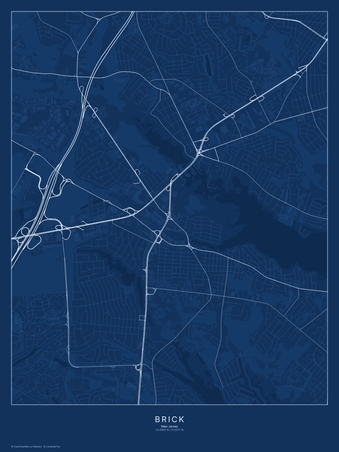 Brick map poster, blueprint style