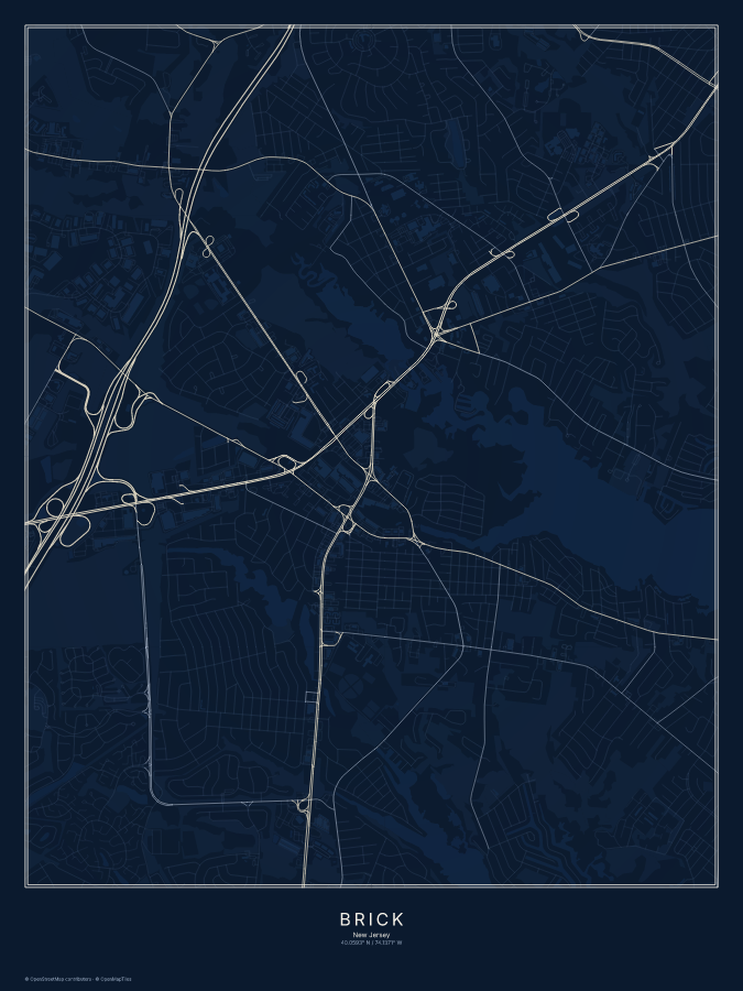 Brick map poster, midnight style