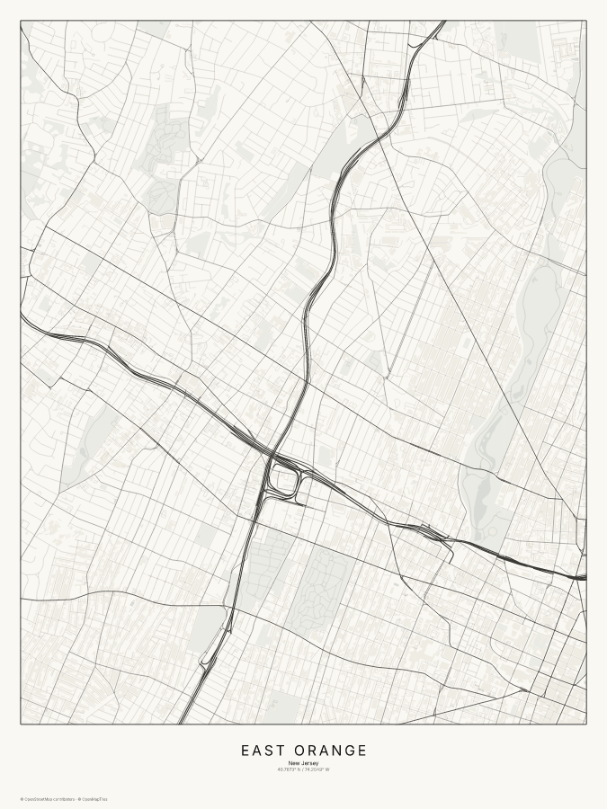East Orange map poster, classic style
