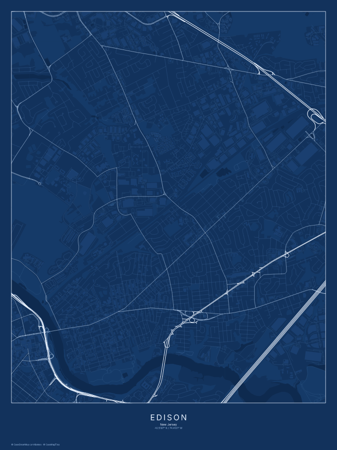 Edison map poster, blueprint style