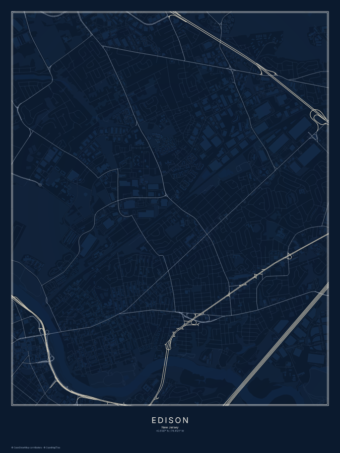 Edison map poster, midnight style