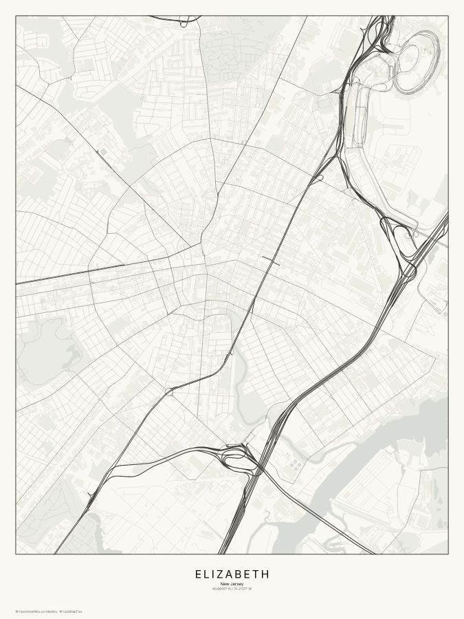 Elizabeth map poster, classic style