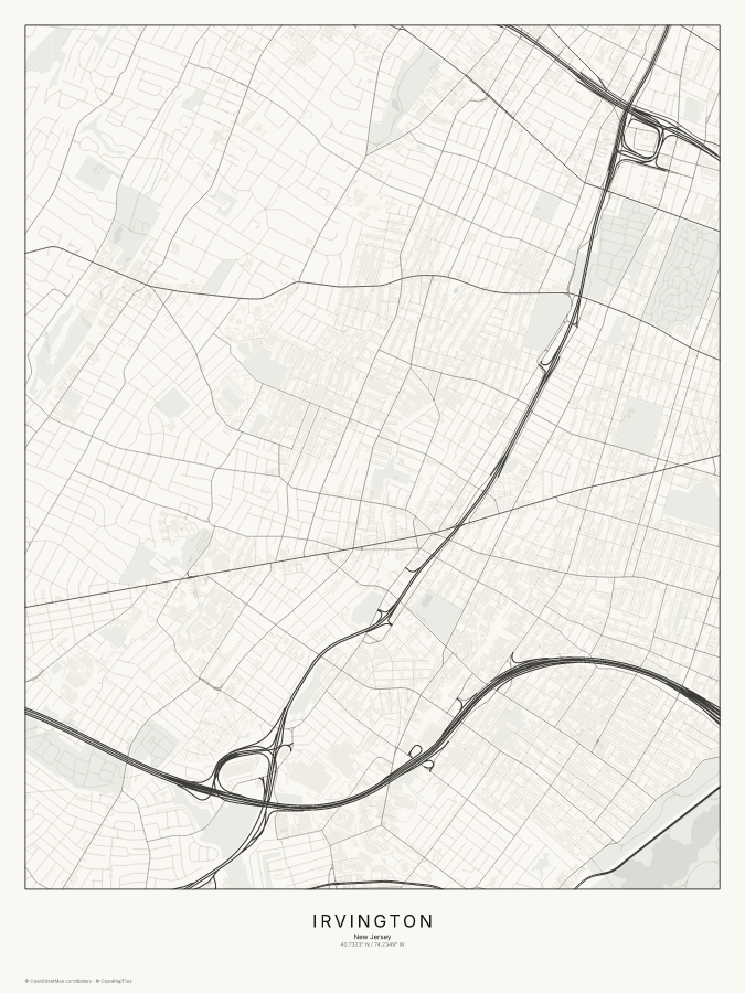 Irvington map poster, classic style