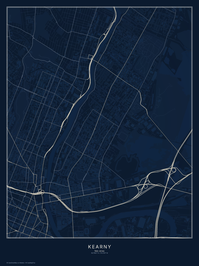 Kearny map poster, midnight style