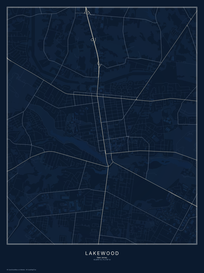 Lakewood map poster, midnight style