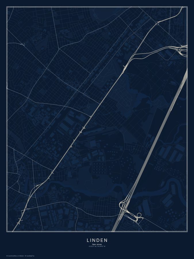 Linden map poster, midnight style