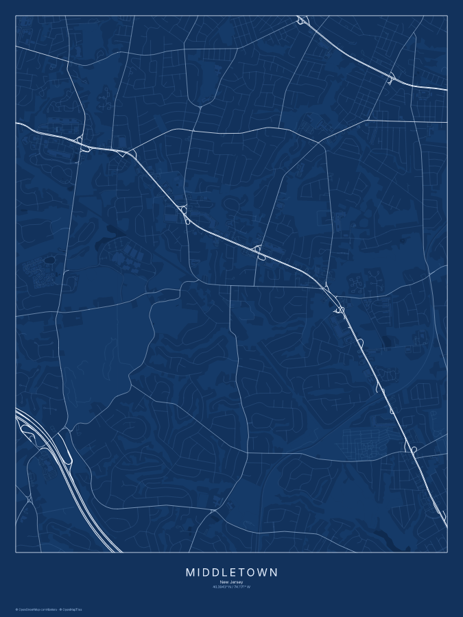 Middletown map poster, blueprint style