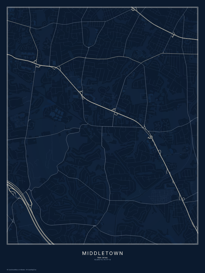 Middletown map poster, midnight style