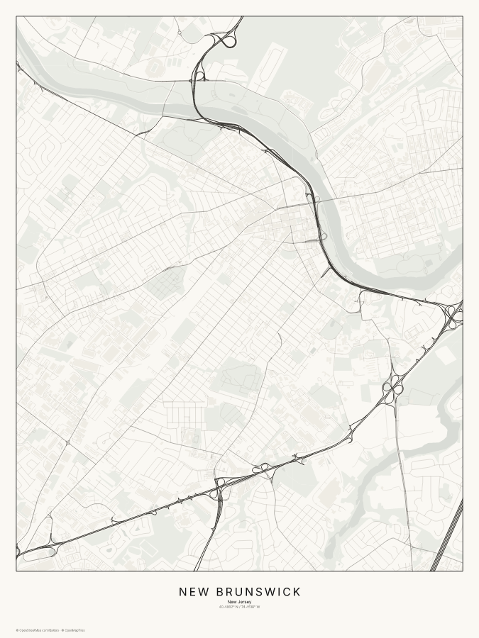 New Brunswick map poster, classic style
