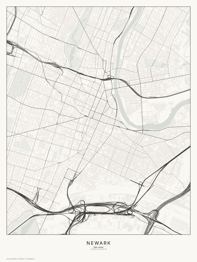 Newark map poster, classic style