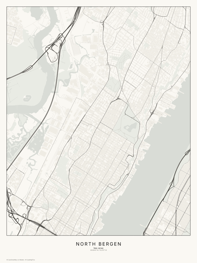North Bergen map poster, classic style