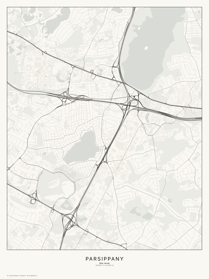 Parsippany map poster, classic style