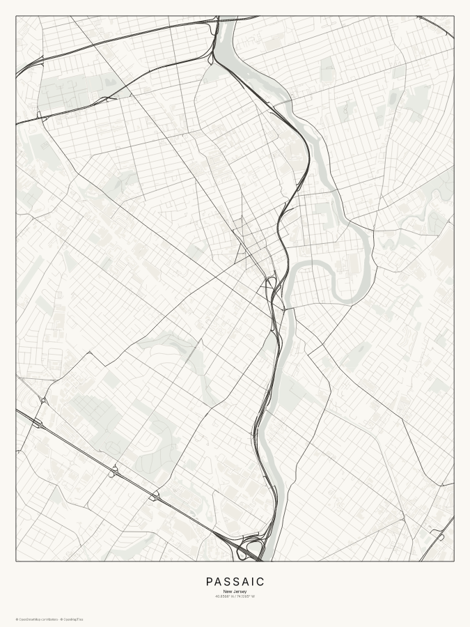 Passaic map poster, classic style