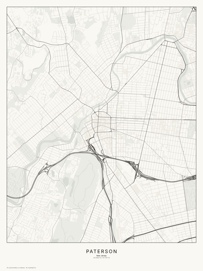 Paterson map poster, classic style