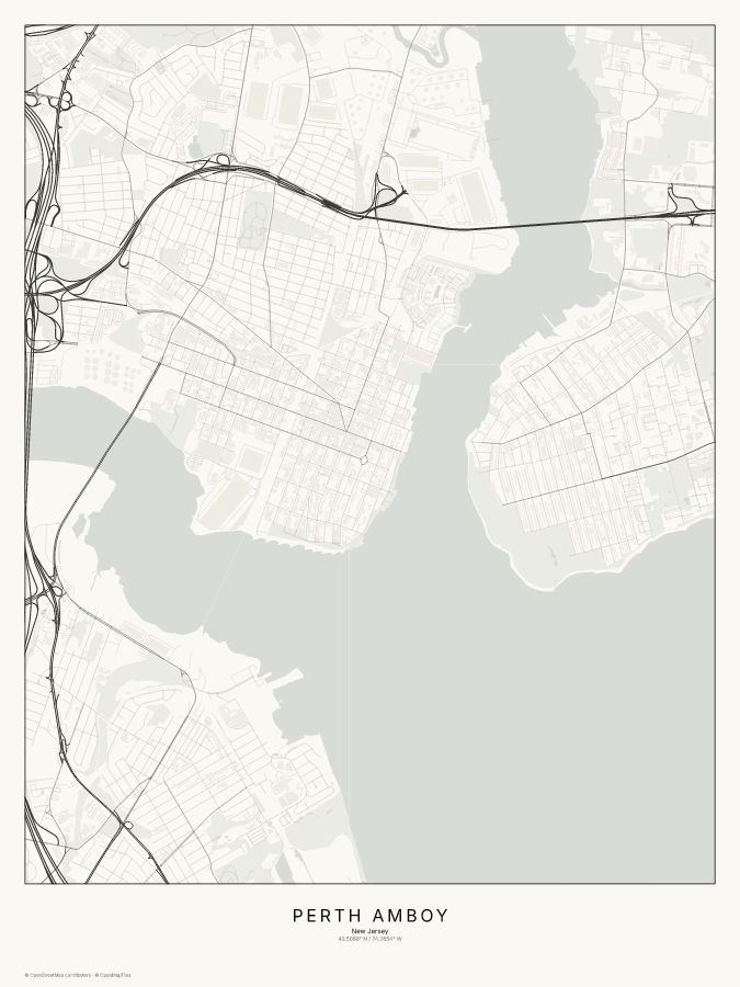 Perth Amboy map poster, classic style