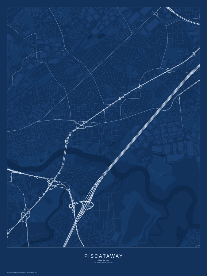 Piscataway map poster, blueprint style