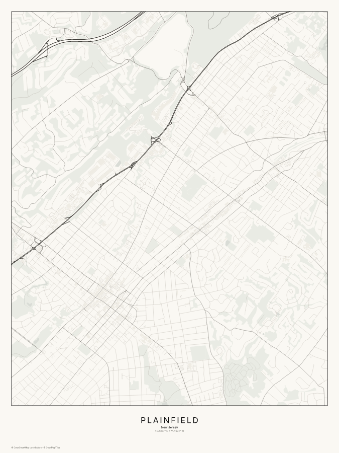 Plainfield map poster, classic style