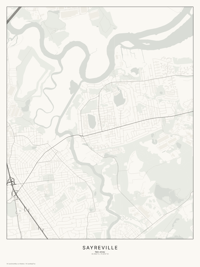 Sayreville map poster, classic style