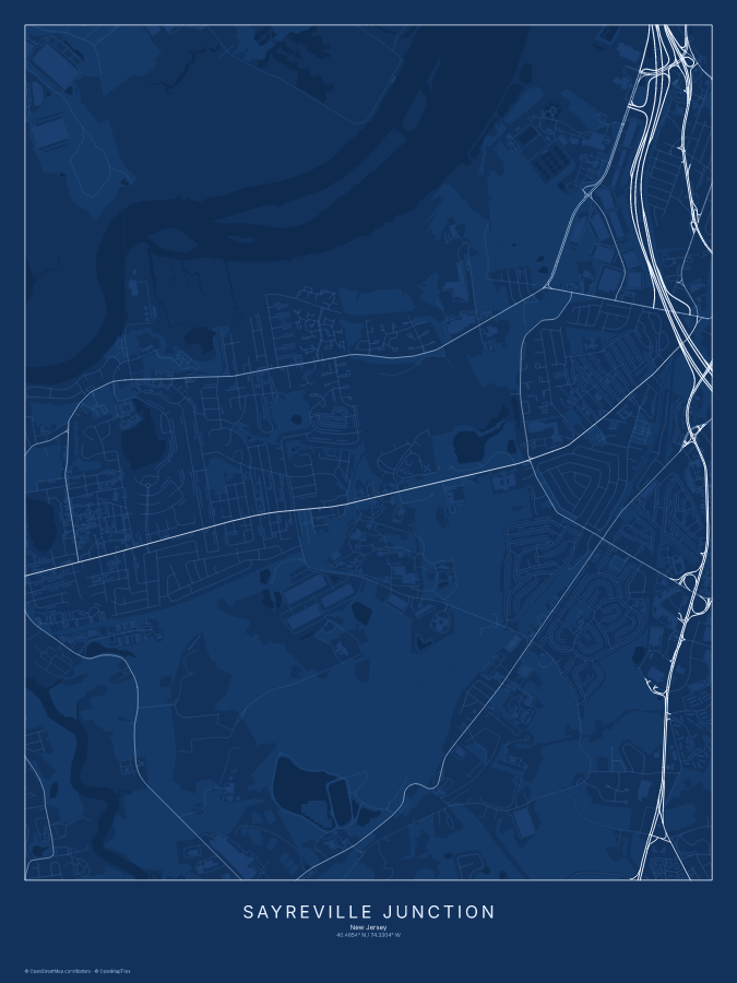 Sayreville Junction map poster, blueprint style