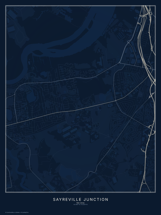 Sayreville Junction map poster, midnight style