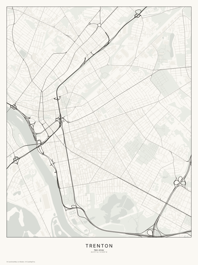 Trenton map poster, classic style