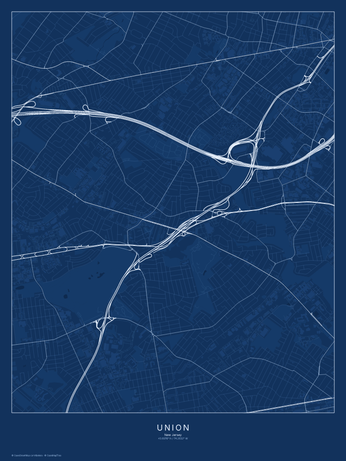 Union map poster, blueprint style