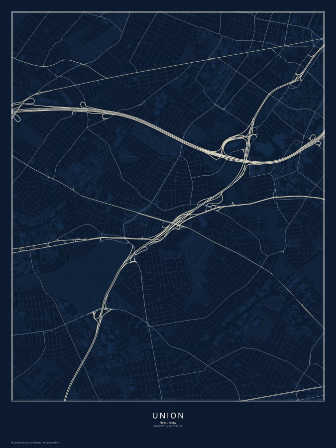 Union map poster, midnight style