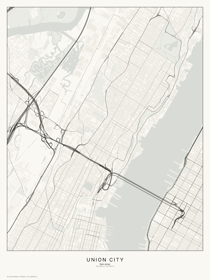 Union City map poster, classic style