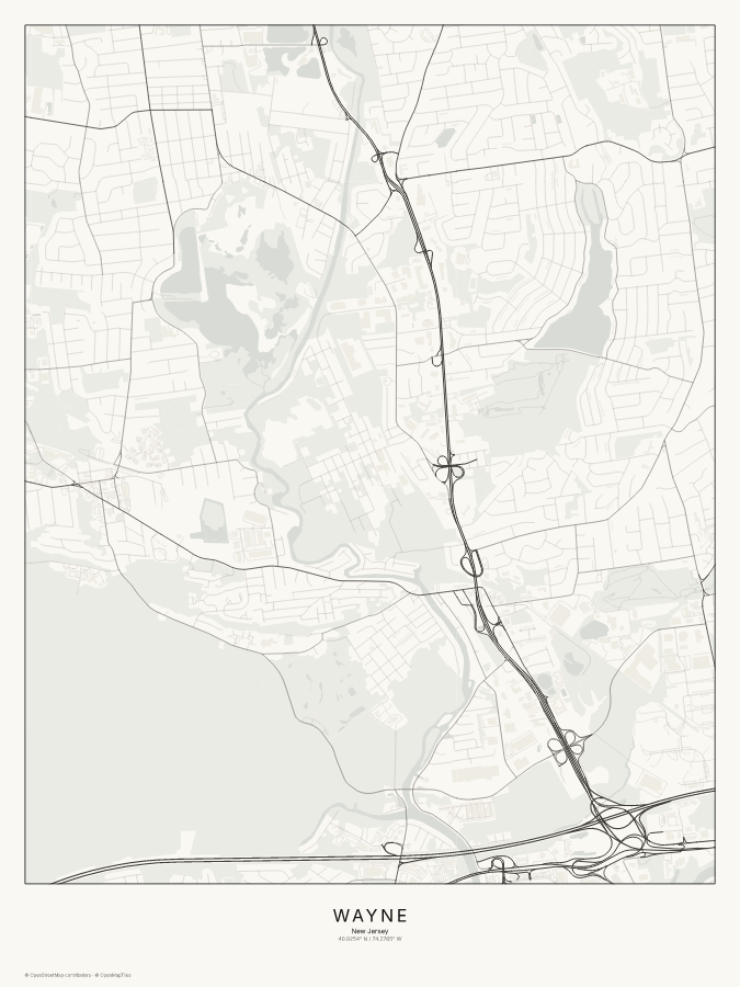 Wayne map poster, classic style