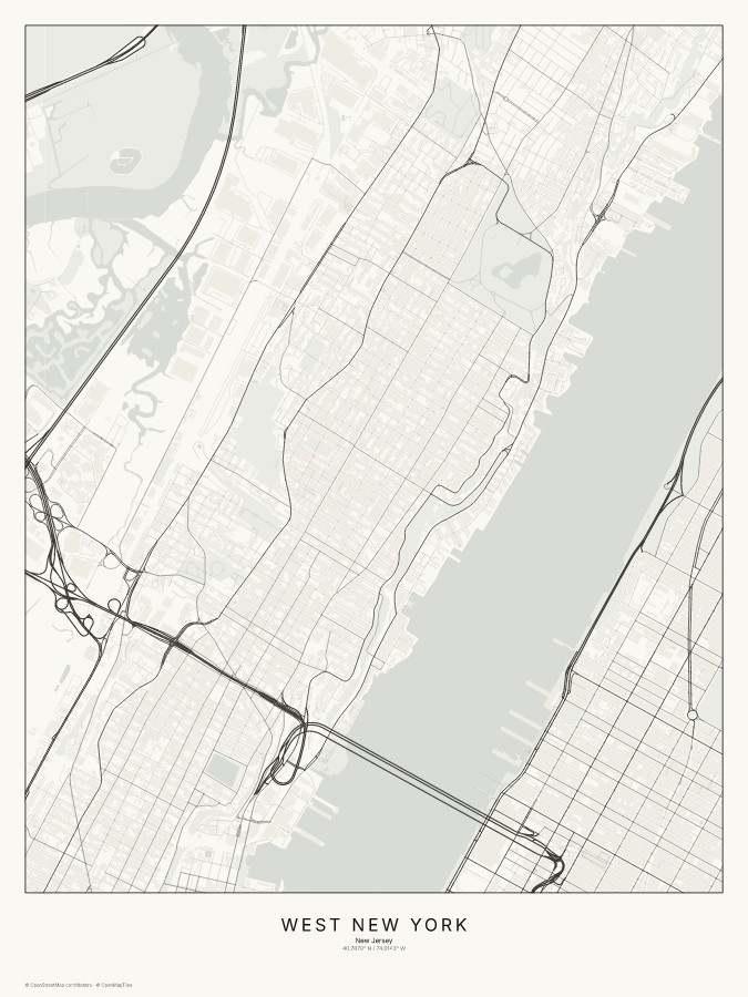 West New York map poster, classic style