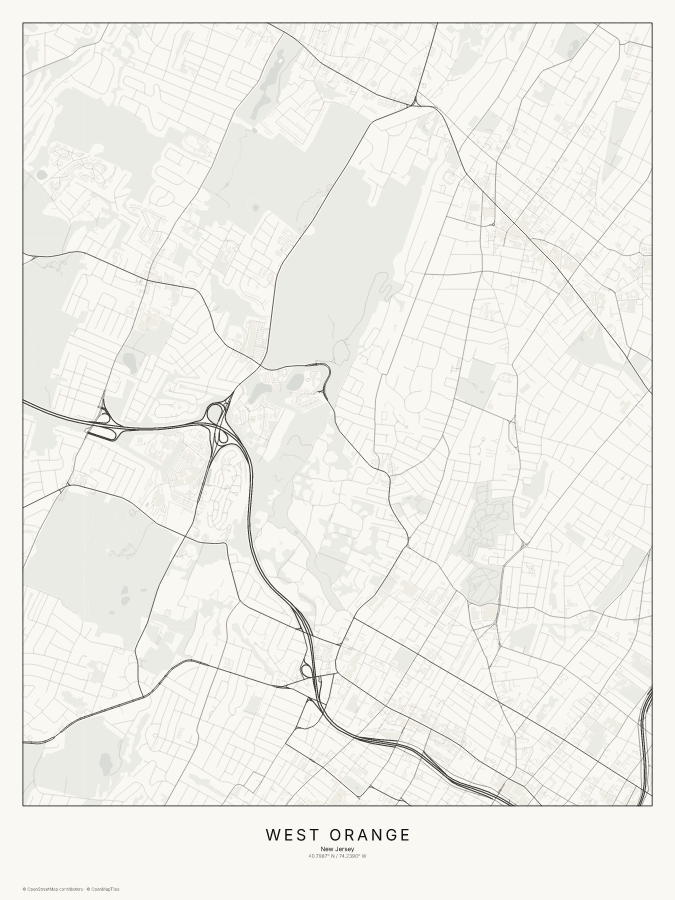 West Orange map poster, classic style