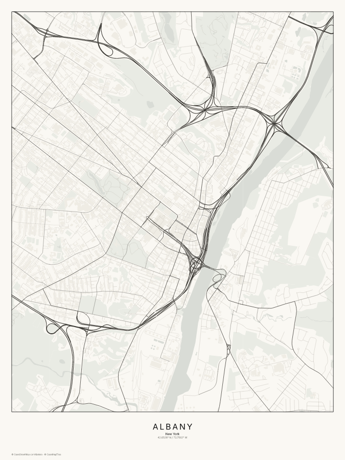 Albany map poster, classic style