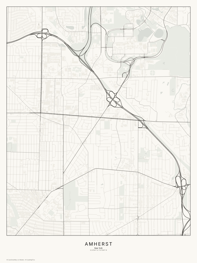 Amherst map poster, classic style