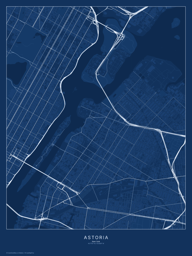 Astoria map poster, blueprint style