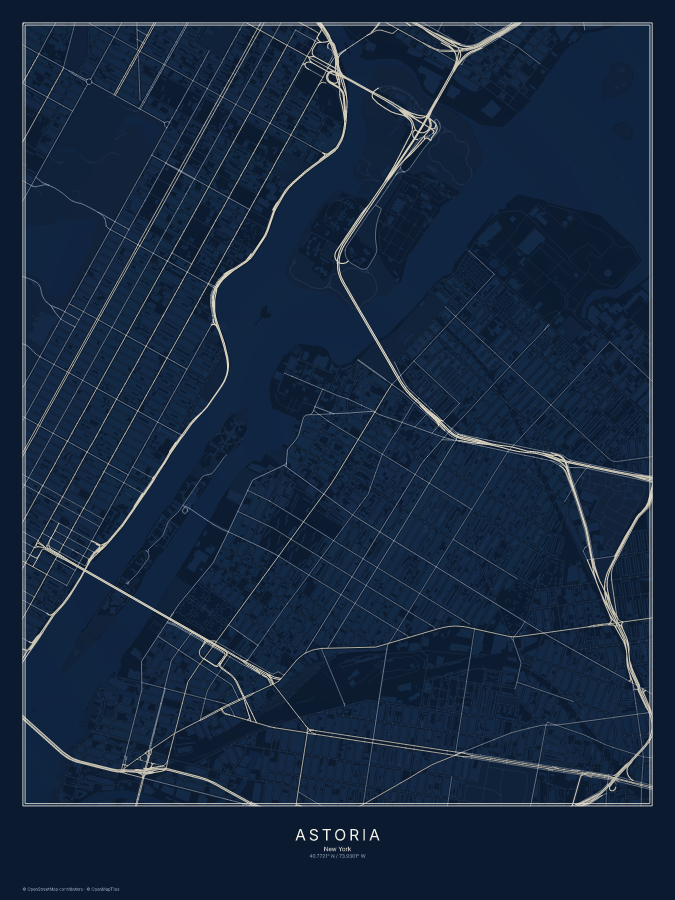 Astoria map poster, midnight style