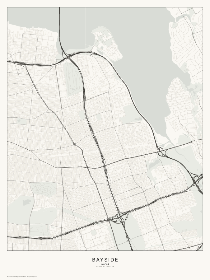 Bayside map poster, classic style