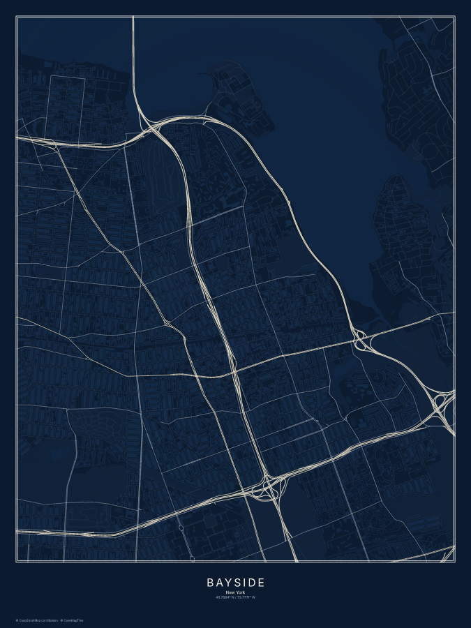 Bayside map poster, midnight style