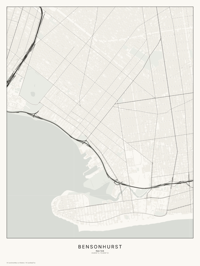 Bensonhurst map poster, classic style