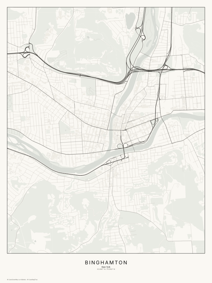 Binghamton map poster, classic style