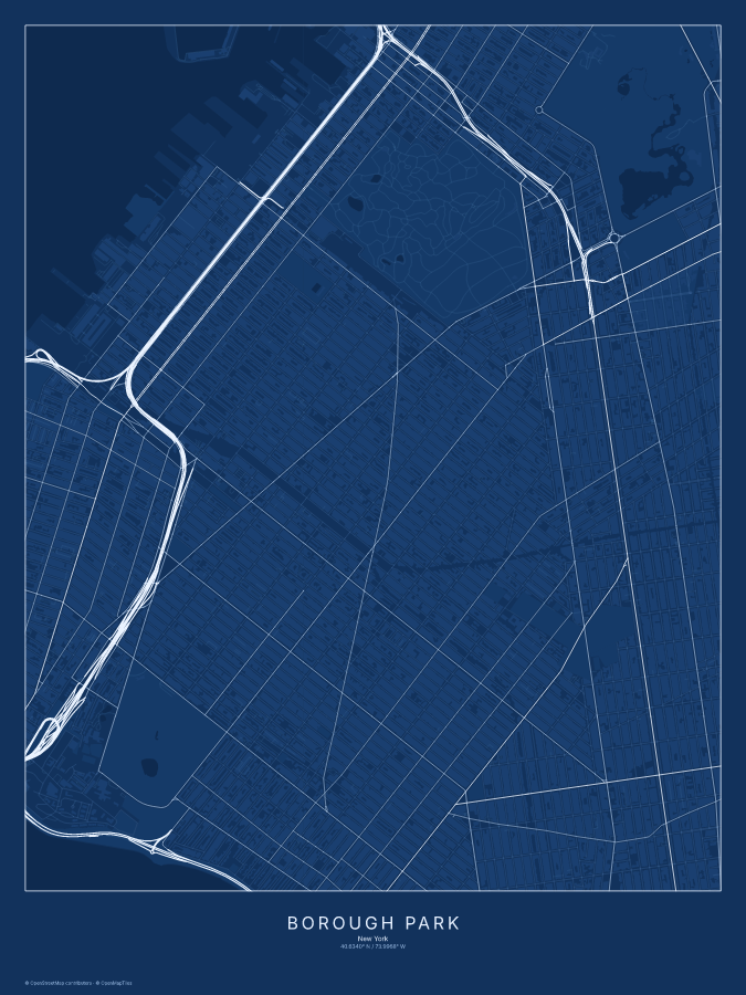 Borough Park map poster, blueprint style