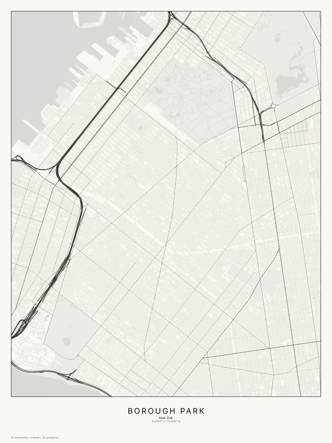 Borough Park map poster, classic style