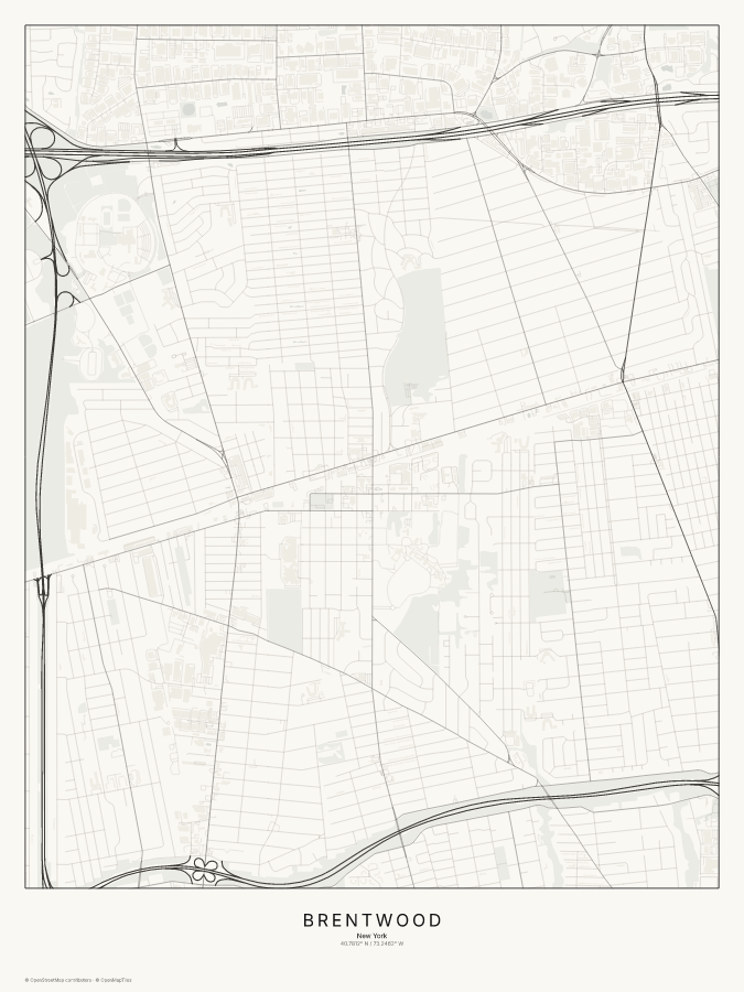 Brentwood map poster, classic style