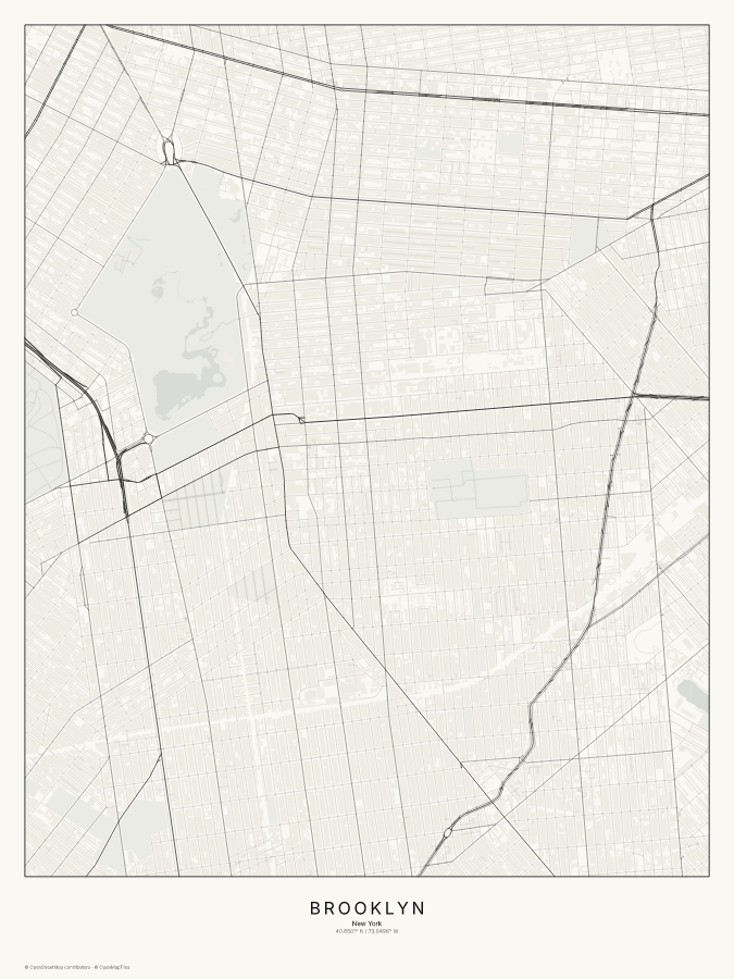 Brooklyn map poster, classic style