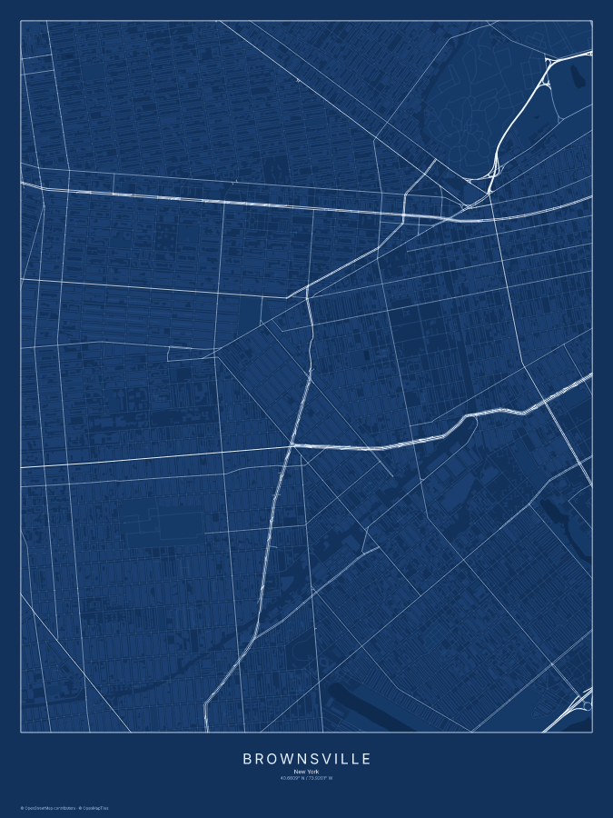 Brownsville map poster, blueprint style