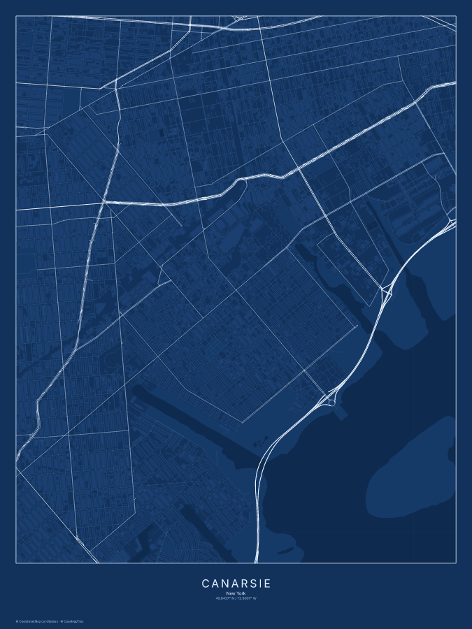 Canarsie map poster, blueprint style