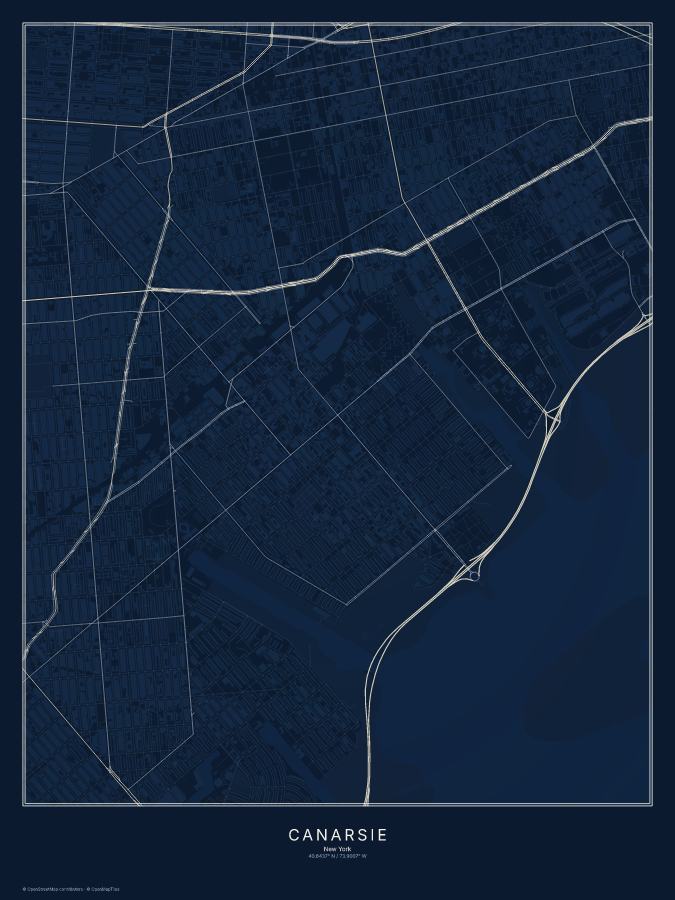 Canarsie map poster, midnight style
